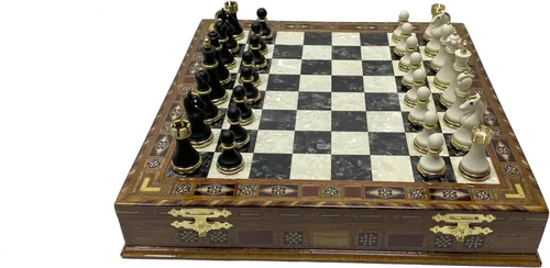 Miniatura 5 de Antochia Crafts Juego de ajedrez grande de 16.5 pulgadas para adultos, piezas de ajedrez de lujo con 2 reinas adicionales y tablero de ajedrez