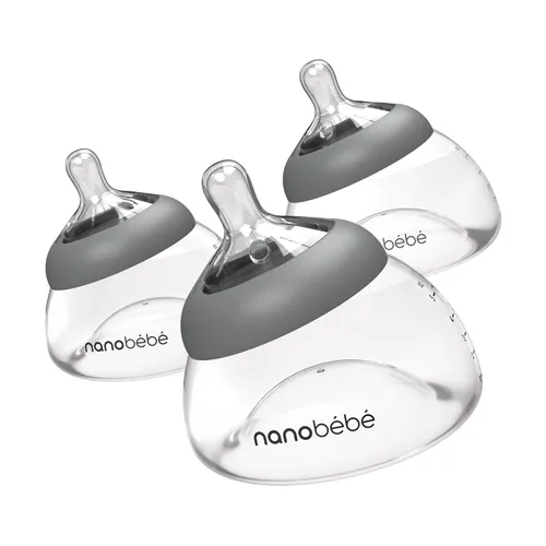 Miniatura 9 de Nanobebe - Botella de leche materna, lactancia materna para recién nacidos, anticólicos, cierre perfecto, conserva los nutrientes de la leche Gris