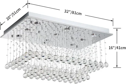 Miniatura 2 de Saint Mossi K9 Lámpara de Araña de Cristal con 9 Luces y 2 Niveles, Lámpara de Techo Empotrada Moderna, Lámpara de Araña Moderna para Dormitorio