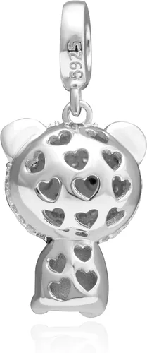 Miniatura 2 de Abalorio de plata de ley 925 con forma de corazón y diseño de panda