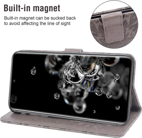 Miniatura 4 de Funda de teléfono para Samsung Galaxy S20 Ultra 5G con protector de pantalla de vidrio templado, funda de cuero con tapa para tarjetero, accesorios