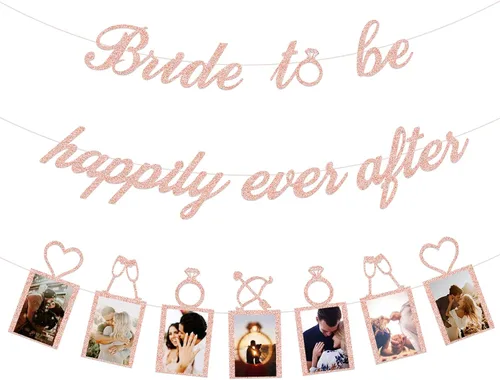 Miniatura 5 de Decoraciones de despedida de soltera – Cartel de la novia para siempre feliz y cartel de fotos para despedida de soltera, boda, fiesta