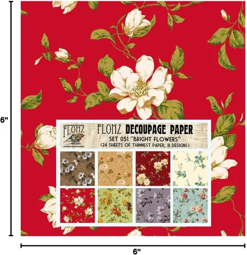 Miniatura 7 de Paquete de papel para decoupage (24 hojas 15x15 cm) Flores Barroco Rococó FLONZ Papel vintage para decoupage y manualidades Trece