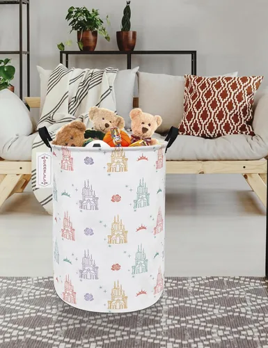 Miniatura 5 de QUEENLALA Cesta de almacenamiento grande, cesta de lavandería, baño, decoración del hogar, cesta de almacenamiento redonda plegable, para niños