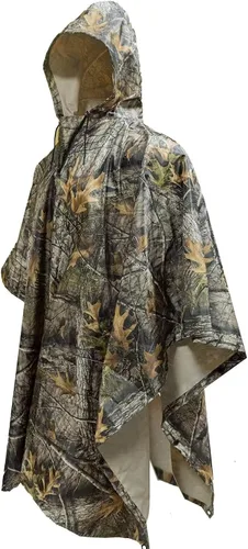 Miniatura 8 de LOOGU Poncho de lluvia impermeable con capucha, abrigo de lluvia multiusos de camuflaje para caza, camping, senderismo