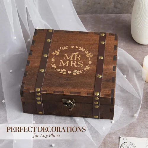 Miniatura 5 de AW BRIDAL Caja de Recuerdos de Boda para Señor y Señora para Parejas, Cajas de Madera con Tapa, Regalos de Despedida de Soltera para Novia, Fiesta