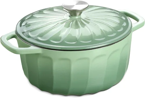 Miniatura 11 de Horno holandés de hierro fundido esmaltado con tapa, olla de horno holandés de hierro fundido de 3 cuartos de galón, olla de hierro fundido