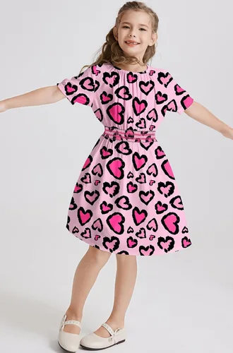 Miniatura 2 de Vestido floral con cintura fruncida para niñas, ropa de juego para la iglesia, vacaciones, vestido midi suave con bolsillos