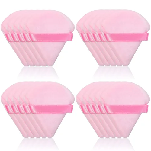Miniatura 8 de Thrilez 20 Piezas Borlas de Polvo Triangulares, Borlas de Polvo Suelto Borlas de Maquillaje para Polvo Facial, Borla de Polvo Fijador para Rosa