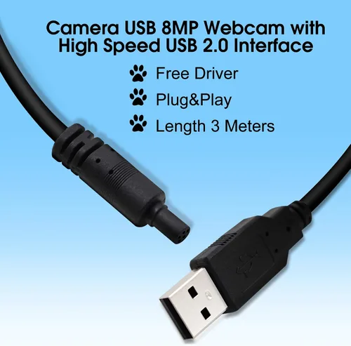 Miniatura 3 de Cámara USB 8MP 2448P Cámara web con lente de zoom Video Conferencia Transmisión Industria Cámara UVC Plug Play PC Webcam para Windows Linux MAC