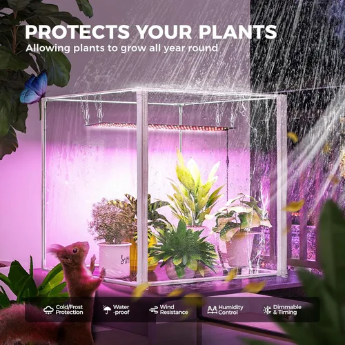 Miniatura 2 de Barrina Mini invernadero portátil con luces LED de cultivo para plantas de interior, luz de planta de alto rendimiento de 40 W, pequeño invernadero