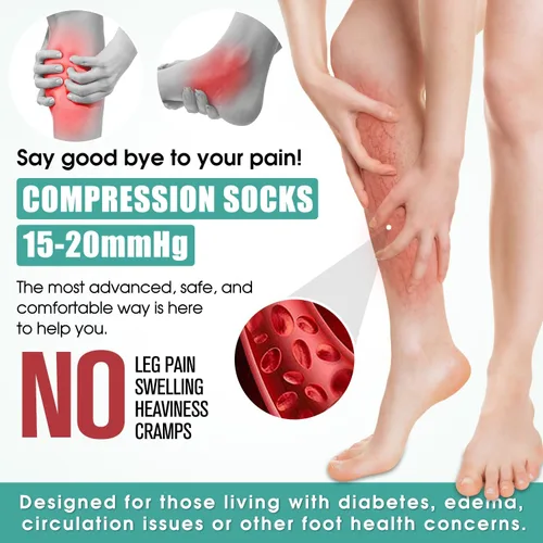 Miniatura 2 de Paquete de 3 pares de calcetines de compresión médica para mejorar la circulación de mujeres y hombres, para correr, hacer deporte y amamantar