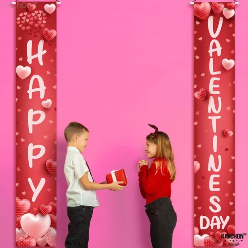 Miniatura 7 de KatchOn, Cartel de feliz día de San Valentín – XL, 72 x 12 pulgadas Cartel de puerta de San Valentín para decoraciones de feliz día de San