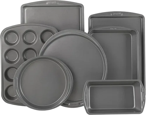 Miniatura 8 de GoodCook Juego de utensilios para hornear antiadherentes de acero de 4 piezas con bandeja, rejilla, molde para pastel y molde para muffins, gris