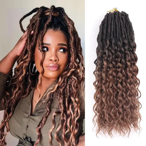 Miniatura 27 de Cabello de ganchillo para mujeres negras Goddess Locs de 14 pulgadas 8 paquetes 613 Locs falsos suaves preenganchados trenzas de ganchillo cabello