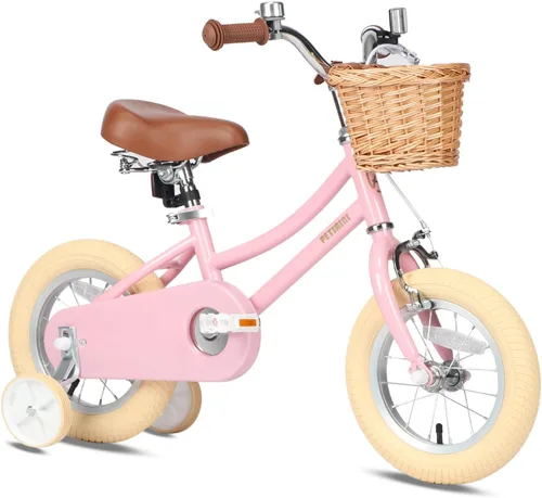 Miniatura 14 de Petimini Vintage Kids Bike for Girls, 12–20 Inch Classic Bicycle with Wicker Basket & Bell, High Tensile Steel Frame, Training Wheels (12–18”), 85%