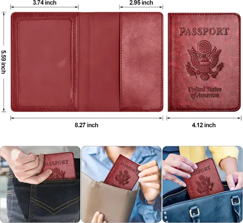 Miniatura 3 de Combo de tarjetero para pasaporte y vacuna, soporte para pasaporte con ranura para tarjeta de vacuna, cartera para pasaporte, funda para pasaporte