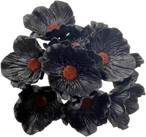 Rikyo 10 ramos de flores artificiales de 11 pulgadas, flores de amapola, anémona que no se decoloran, flores silvestres falsas para mesa de cocina,