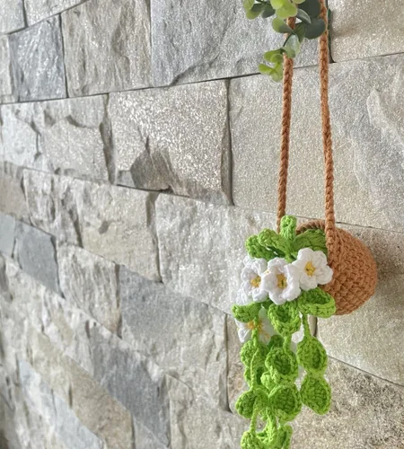 Miniatura 4 de Accesorios para colgar en el espejo del automóvil, decoración de espejo retrovisor del automóvil, bonito adorno colgante de orquídea de ganchillo