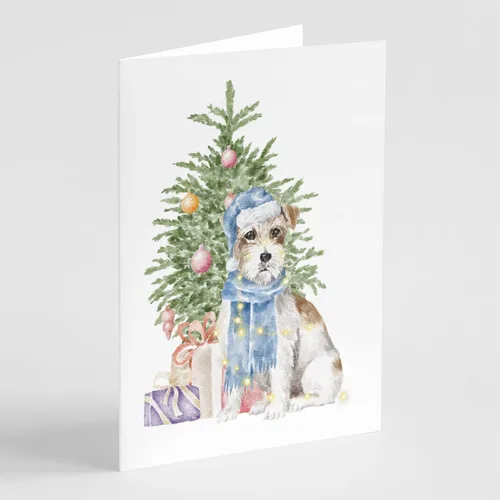 Miniatura 33 de Caroline's Treasures CK8213GCA7P Bulldog, Bulldog Inglés #2 - Tarjetas de felicitación y sobres de árbol de Navidad, paquete de 8 tarjetas en blanco