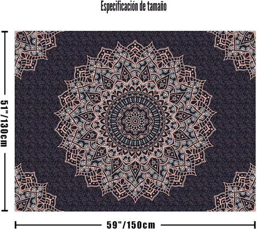 Miniatura 7 de Tapiz de mandala negro para colgar en la pared, tapiz psicodélico de pared, estético, indio, hippie, decoración bohemia para el hogar, dormitorio