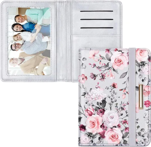 Miniatura 10 de Funda para pasaporte, cartera de viaje para tarjetas de crédito, bloqueo RFID, carteras para pasaporte para mujeres y hombres con ranura para fotos