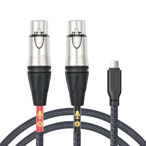Miniatura 12 de Cable de micrófono XLR hembra de 3.3 pies a USB C, USB C a XLR para micrófono dinámico iPhone 15, iPad, portátil, tableta