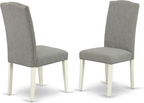 Miniatura 4 de East West Furniture HBEN3-LWH-06 - Juego de mesa de comedor de 3 piezas que contiene una mesa de comedor redonda con pedestal y 2 sillas Parsons