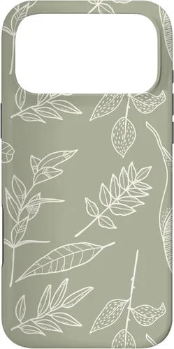 Miniatura 22 de Funda verde salvia para iPhone 13 Pro Max con diseño de hojas botánicas