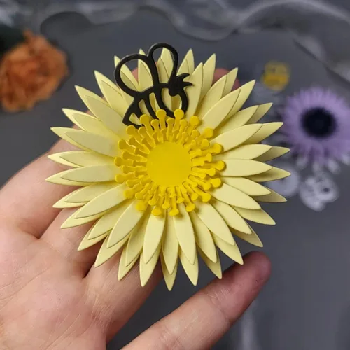 Miniatura 8 de Troqueles de metal de flores en capas 3D, equinácea para plantas, hojas de flores de margarita, marco de abeja, plantillas de corte de boda
