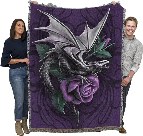 Pure Country Weavers Anne Stokes - Manta de belleza de dragón de la colección Age of Dragons – Manta de fantasía para regalo tejida de algodón,