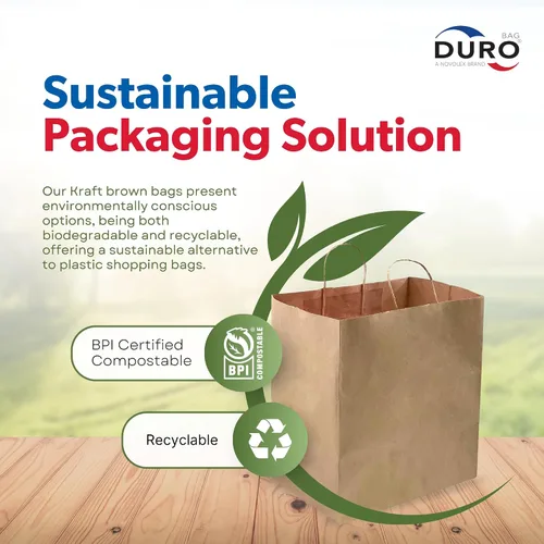 Miniatura 6 de DURO Bolsas de regalo de papel marrón de 10 x 6.75 x 12 pulgadas con asas, bolsas de compras de papel kraft reciclado con asas a granel