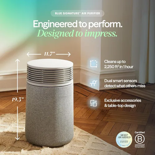 Miniatura 2 de BLUEAIR Blue Signature SP3i - Purificador de aire para habitaciones medianas de hasta 498 pies cuadrados, filtración HEPASilent, control inteligente