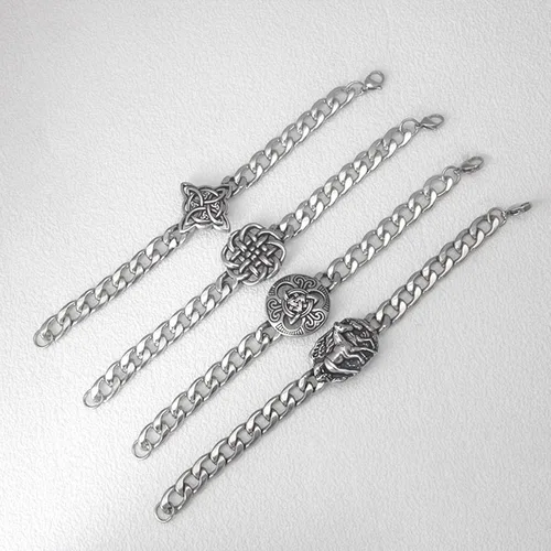 Miniatura 4 de Pulseras, pulsera de cadena de nudo de bruja vintage de moda, pulsera única de nudo de bruja en acero inoxidable de larga duración para los amantes