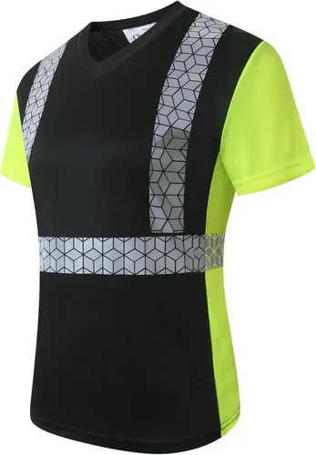 Playera de Seguridad para Mujer, Camiseta Reflectante de Alta Visibilidad para Mujer con Patrón Reflectante Inusual, Manga Corta Transpirable