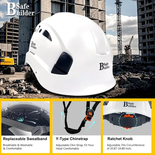 Miniatura 3 de SAFEBUILDER Casco de seguridad industrial con visera Casco duro ABS con visera Ventilación ajustable Casco de construcción Protección para la cabeza