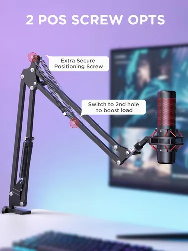 Miniatura 9 de InnoGear Soporte de micrófono con brazo de brazo para Blue Yeti HyperX QuadCast SoloCast Snowball Fifine Shure SM7B y otros micrófonos, brazo