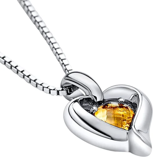 Miniatura 3 de Peora Sterling Silver Heart in Heart Solitaire Pendant Necklace for Women in Various Gemstones, Heart Shape 6mm, with 18 inch Italian Chain