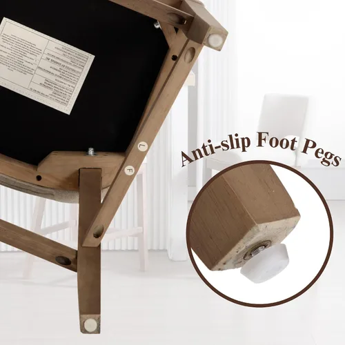 Miniatura 6 de Chairus Juego de 2 taburetes de bar de 26" sin brazos, acolchados con respaldo de madera y patas, taburetes tapizados en tela de lino para encimera