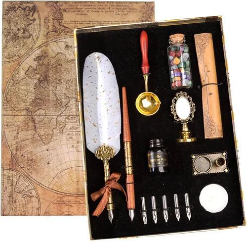 Miniatura 17 de Joyeee Juego de Plumas de Caligrafía, Juego de Pluma de Inmersión que Incluye Perlas de Cera de Sellado, Cuchara de Cera, Plumillas de Repuesto