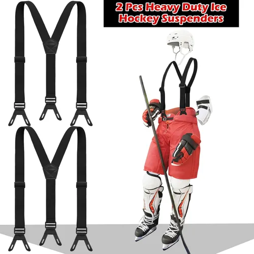 Miniatura 6 de 2 tirantes de hockey resistentes para hockey sobre hielo de 49 pulgadas, tirantes deportivos con espalda en Y, longitud ajustable con correas
