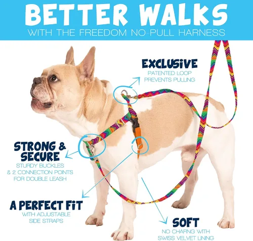 Miniatura 2 de 2 Hounds Design - Arnés para perro (libertad sin tirar), control ajustable, suave y cómodo para pasear perros fácilmente, para perros pequeños, Azul