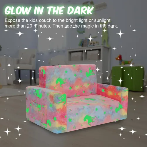 Miniatura 4 de SLIGUY Sofá para Niños, Silla Sofá Plegable para Niños, Sofá Convertible para Niños Pequeños a Sillón Reclinable Extraíble, Silla Sofá que Brilla