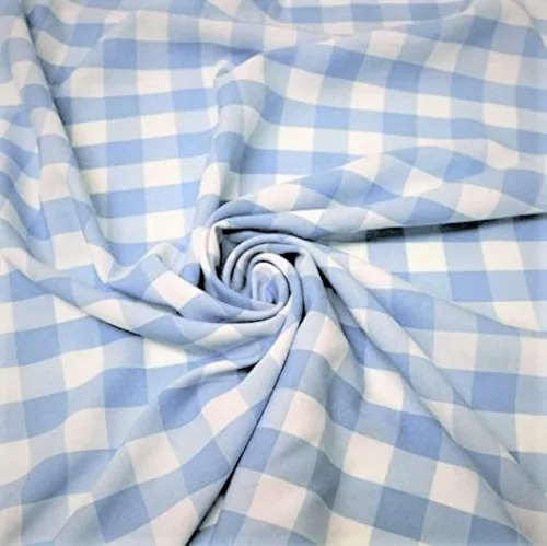New Creations Fabric & Foam Inc, 58/59 pulgadas de ancho 100% poliéster popelina tela a cuadros (azul claro, 3 yardas)
