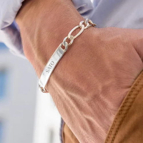 Miniatura 8 de MyNameNecklace Pulsera de identificación Amigo personalizada con inscripciones personalizadas, regalo de joyería para hombres, él, nombres