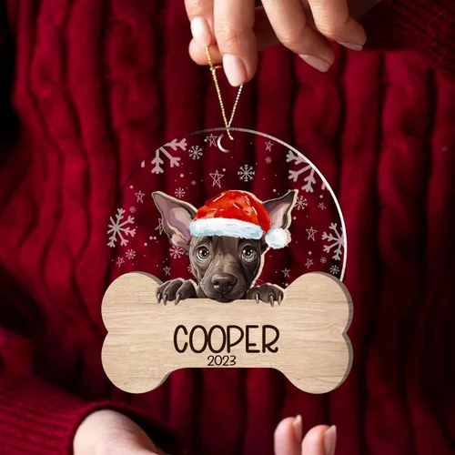 Miniatura 10 de Nazenti American Pit Bull Terrier Adorno de Navidad, adorno de perro fotográfico, adorno de perro personalizado, adornos de fotos de madera