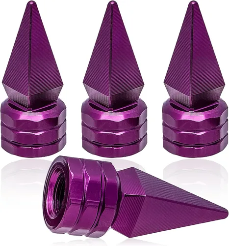 Miniatura 15 de 4 piezas de tapas de válvula de rueda con forma de punta, válvula de rueda de aleación de aluminio con punta, tapas de aire universales a prueba