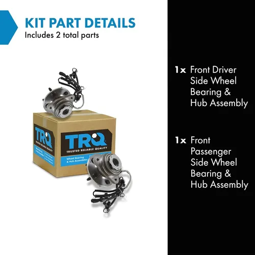Miniatura 3 de TRQ Juego de 2 rodamientos de rueda delantera y conjunto de cubo 4WD compatible con Ford Ranger Mazda B4000 1998-2000