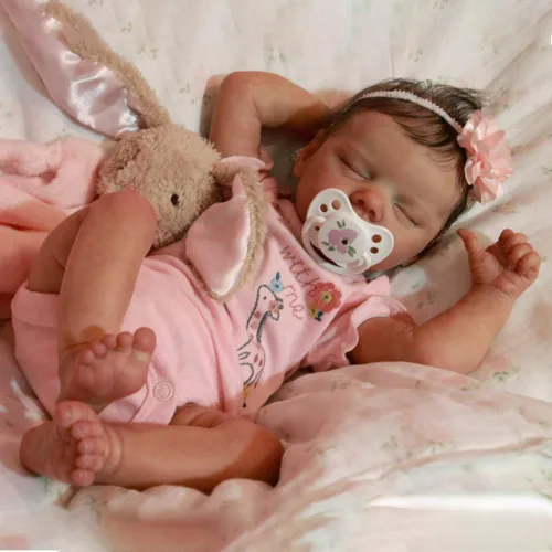Lindas muñecas de bebé Reborn de cuerpo completo de silicona de 18 pulgadas durmiendo recién nacido, niña realista de silicona de la vida real,
