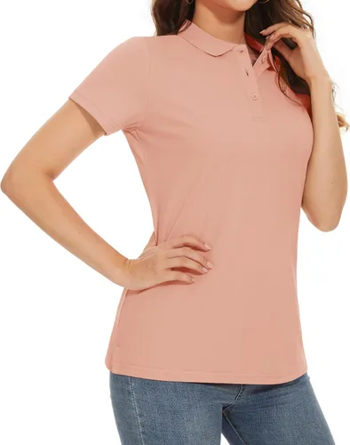 Miniatura 3 de MAGCOMSEN Women's Cotton Polo Shirts 3 Button Short Sleeve Cool Shirt Casual Work Collared Shirts